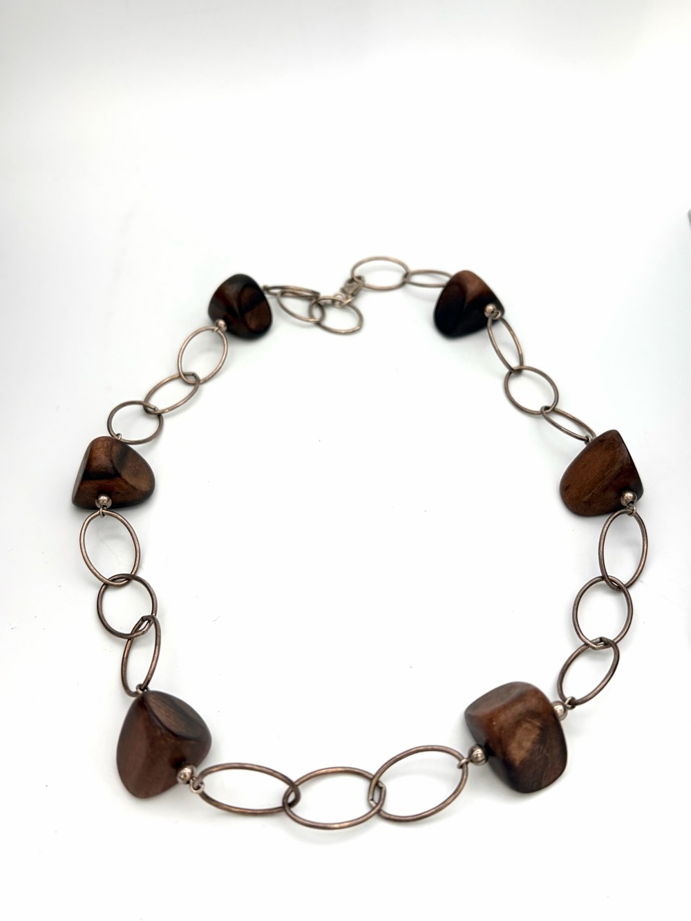 Silpada Retired Ebony Brown Wood Bead Chain Necklace